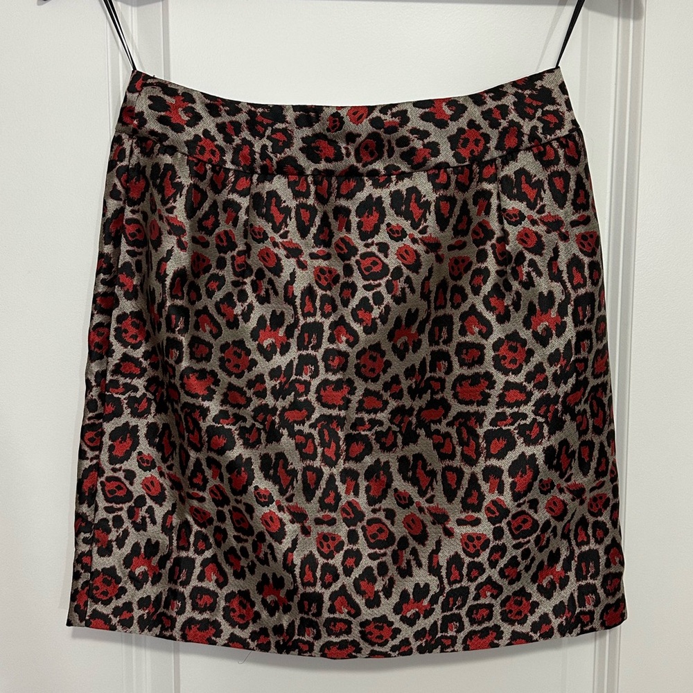 NWT Sen Leopard Print Skirt Women XS Red Black Mini Animal Cheetah